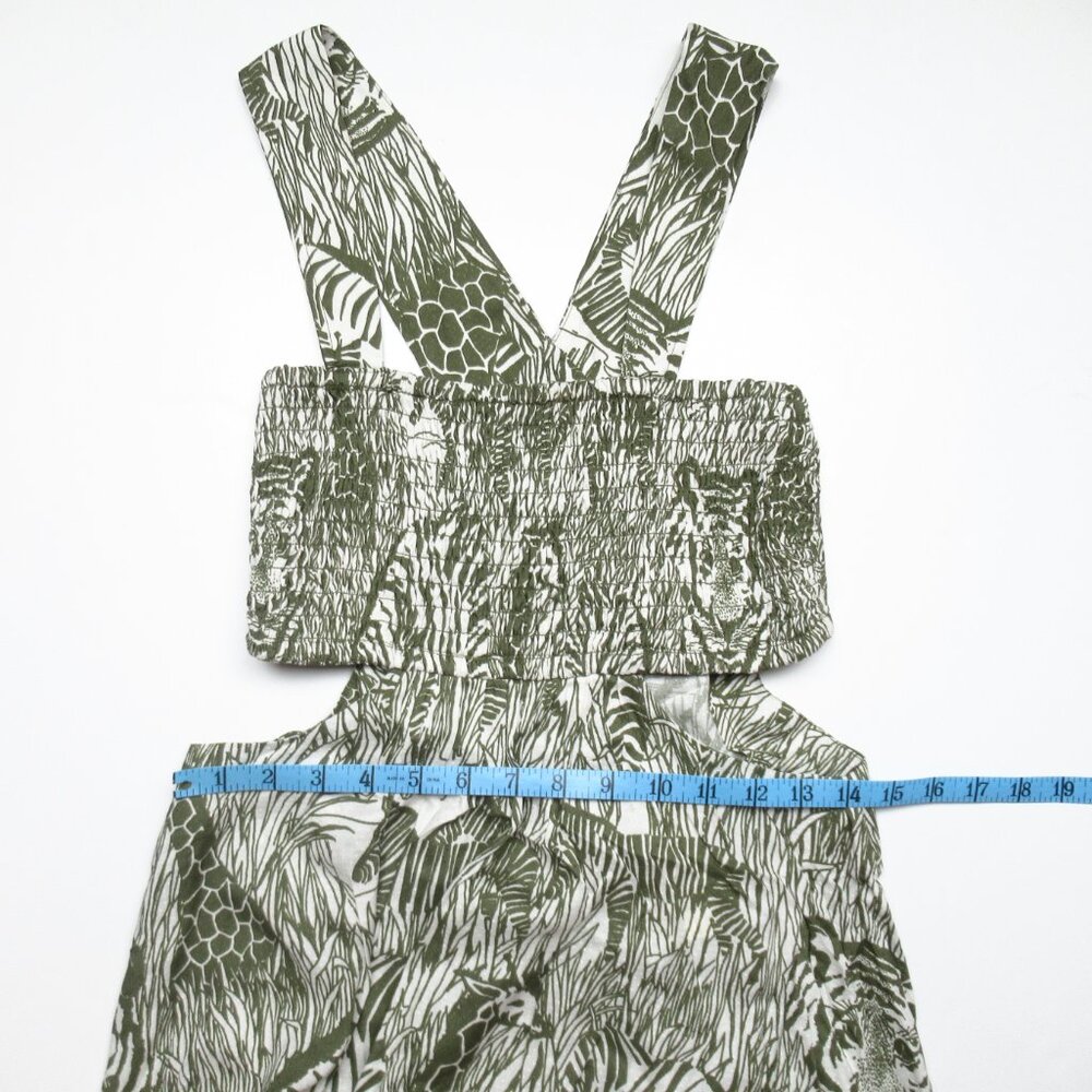 By Anthropologie Piper Square-Neck Smocked Cut-Out Mini Dress Moss Green Bandeau - Picture 7 of 10